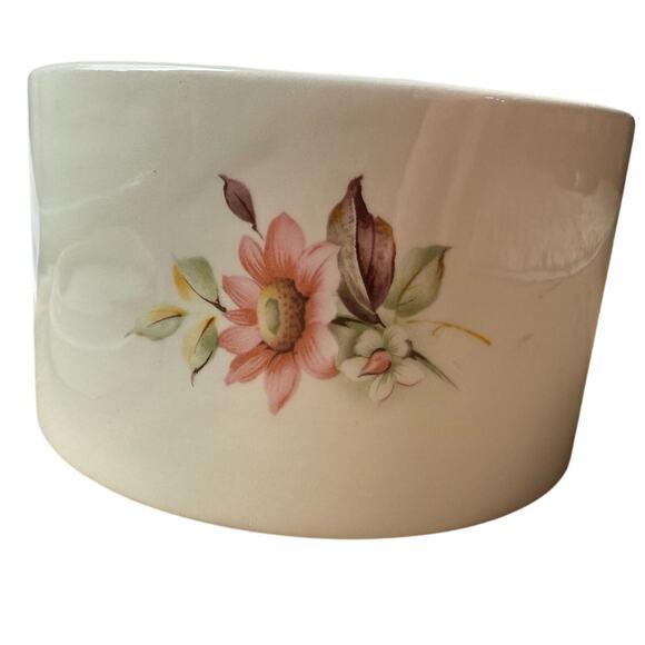 Vintage Jaeger Floral Cottage Coquette Flowers Ceramic Round Pottery Trinket Pot - Picture 9 of 11